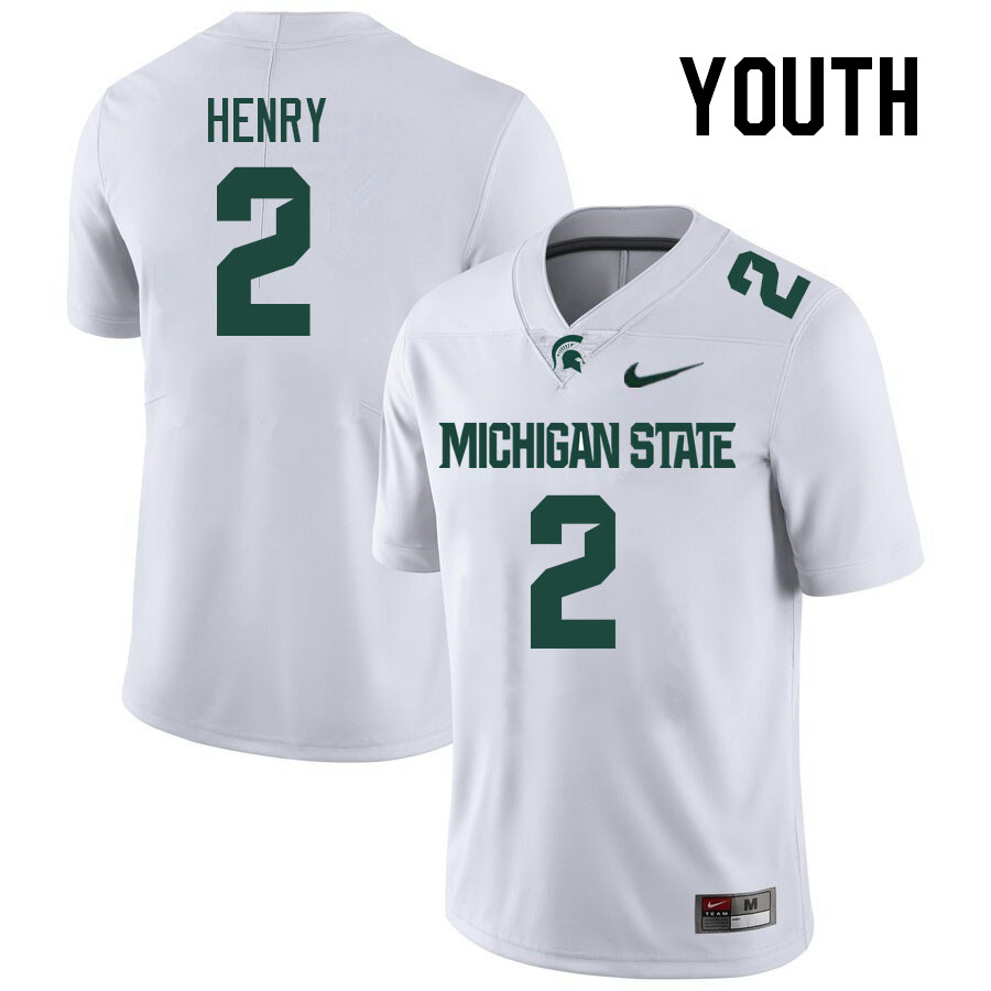 Youth #2 Tyrell Henry Michigan State Spartans College Football Jerseys Stitched-White